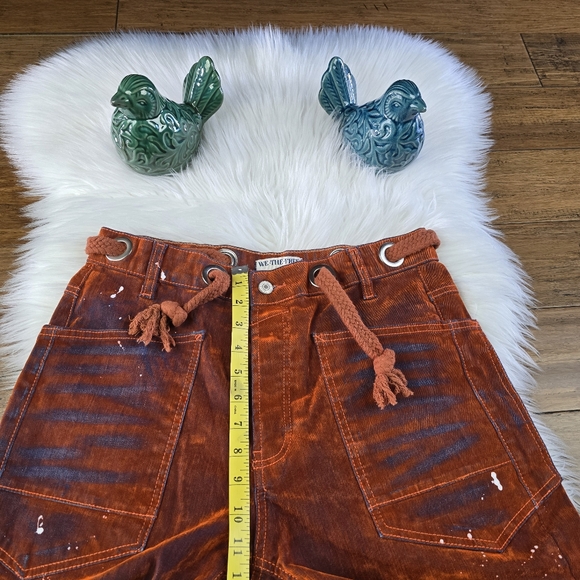 We The Free 🦄 Flocked Moxie Low Slung Barrel Jeans Orange 26 🦄 - Picture 9 of 14